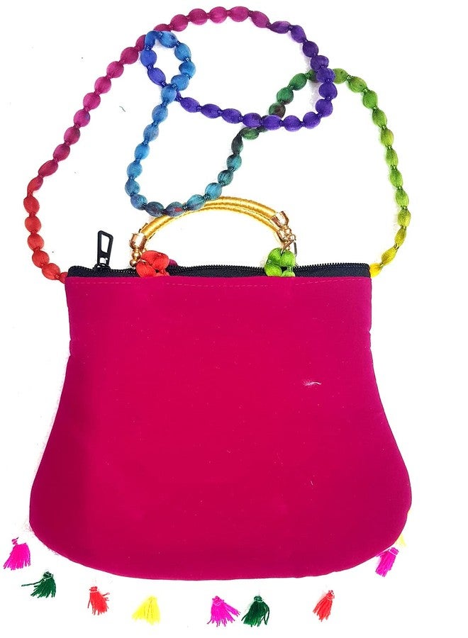 SUMERA WARQ Handicrafts Cotton Embrodery Multicolour Rajasthani Sling Bag for Women & Girls.. (Pink) - Image 2